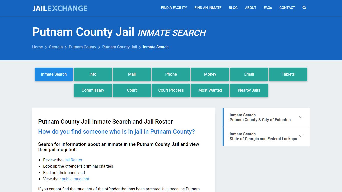 Inmate Search: Roster & Mugshots - Putnam County Jail, GA