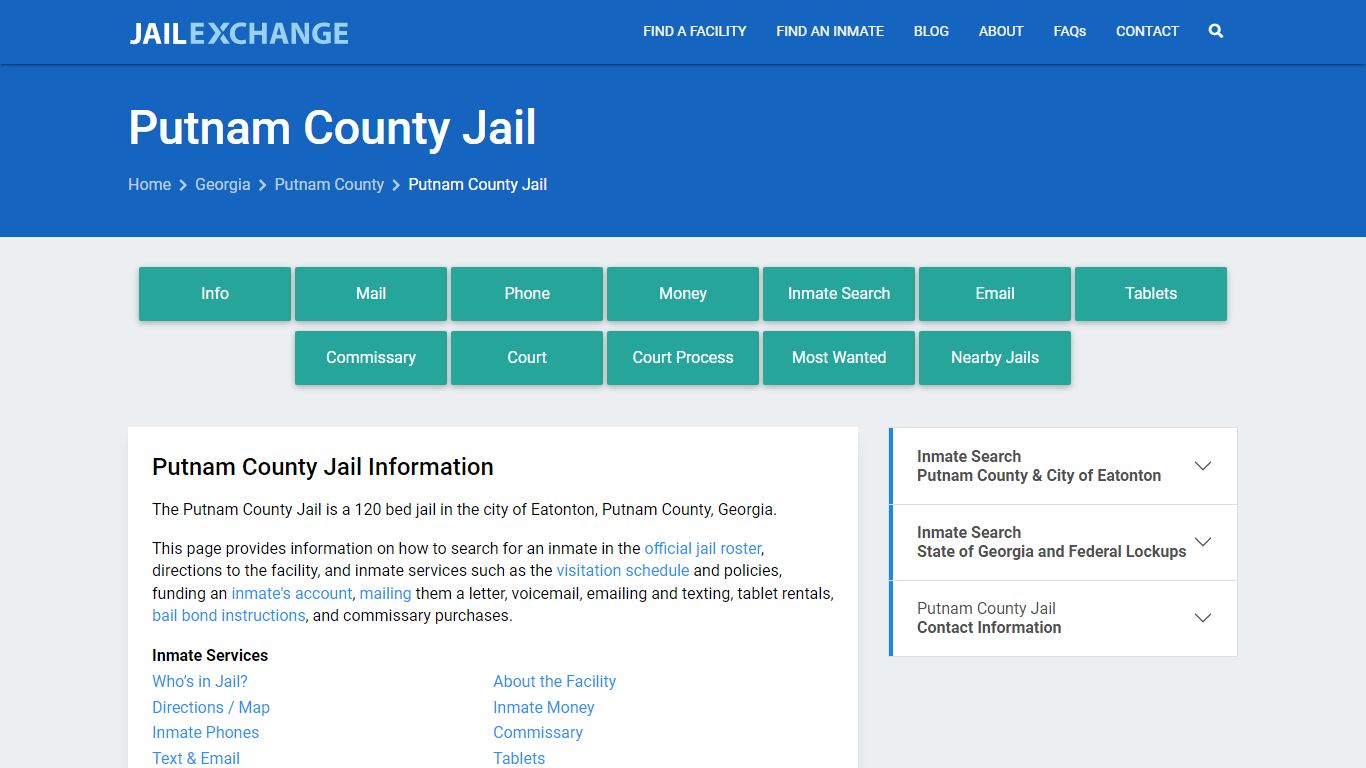 Putnam County Jail, GA Inmate Search, Information